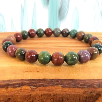 

Wholesale AA Grade 8mm Bloodstone Stacking Bracelet High Quality Men`s Energy Protection Bracelet Birthday Gift for Him