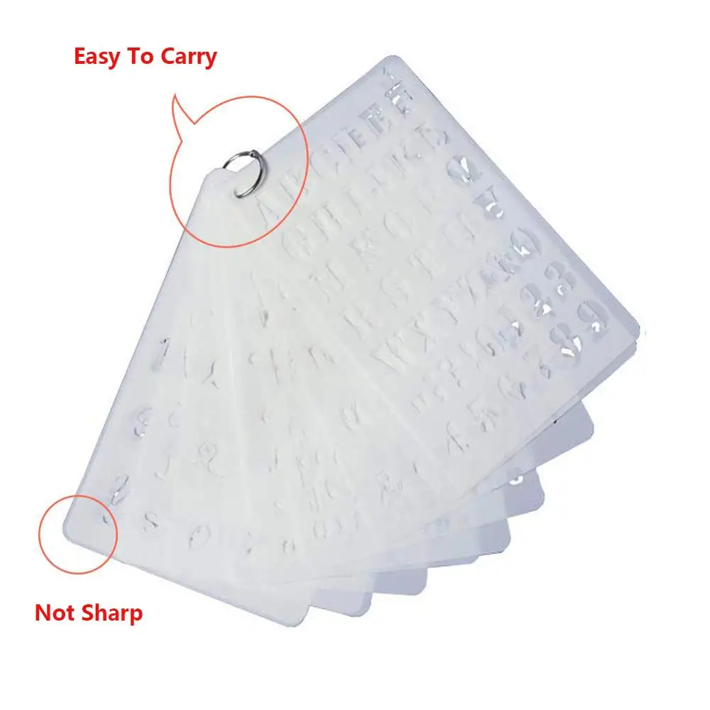 알파벳 숫자 스텐실 템플릿 플라스틱 플래너, 노트북 일기 스크랩북 공예 프로젝트, DIY 드로잉 페인팅, 12 개