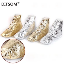 Женские сапоги для танца живота, золотой и серебряный цвета, танцевальная обувь для джаза, мягкая подошва, обувь для танцев на шесте, женские балетки, 31-45