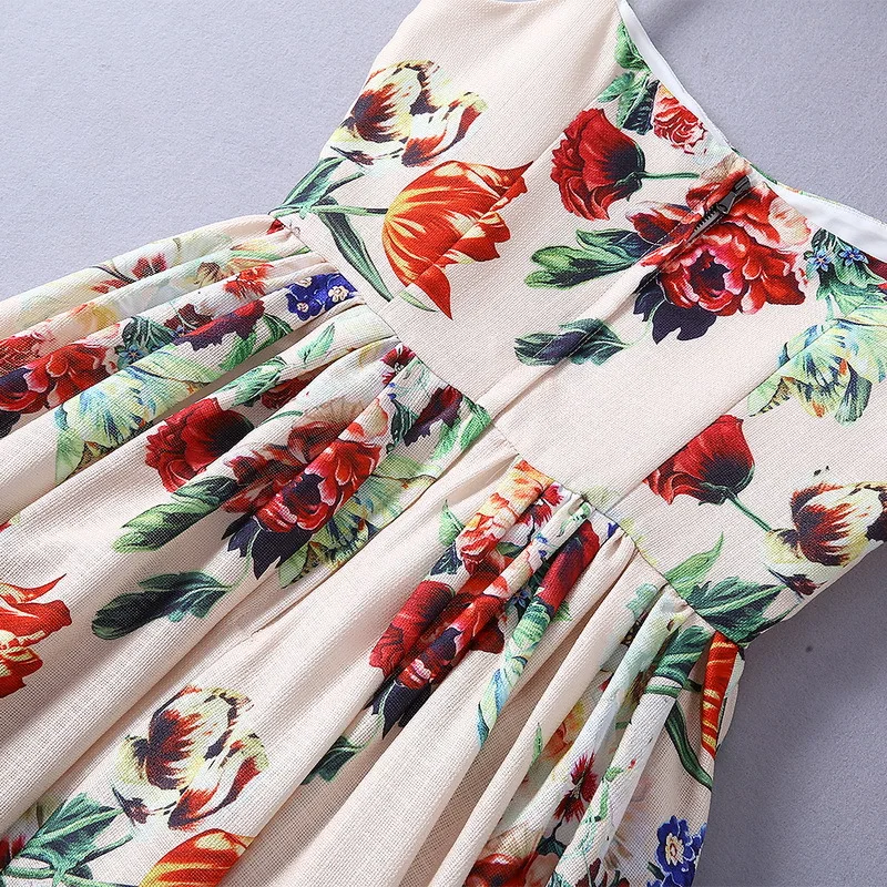 Бальное платье высокого качества с вышивкой, стразы, новинка, летнее платье-комбинация с цветочным принтом, модное женское вечернее платье A173