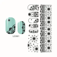 LC61-64 Black New Style Hot Selling Japan Popular 3D Lace Nail Sticker Bride Flower Stickers Currently Available Environmentally