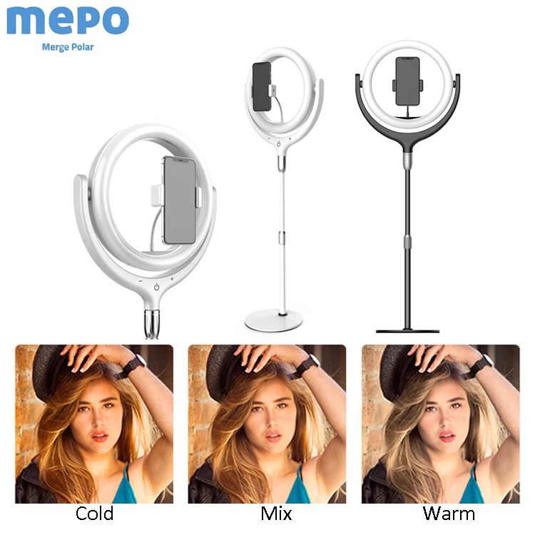 Video Live Stream Recording Lights 12 Inch Dimmable Beauty LED Video Lighting 10W Desktop Selfie Ring Lamp with Phone Bracket