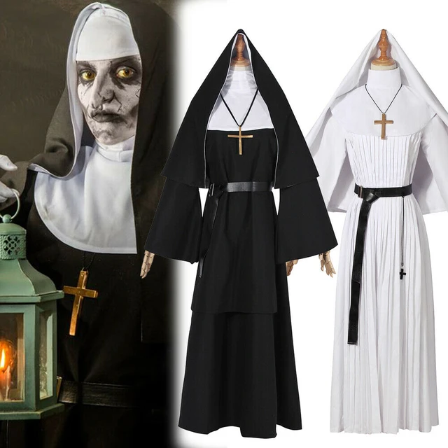 Donna Costume da Suora Sister Abito Fantasma Spaventosa Mary Halloween  Adulti