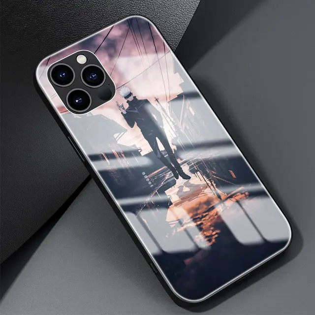 Phone Case For Apple iPhone 11 12 Pro 7 8 XR X 6 6S Plus 5 XS Max SE Tempered Glass Soft Edge Cover Anime Jujutsu Kaisen T12