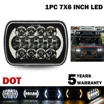 

210W 5X7 Inch 7X6 Inch Projector LED Headlight DRL with H4 Harness for Chevrolet Jeep Cherokee XJ Toyota Tacoma & 88-95 Pickup