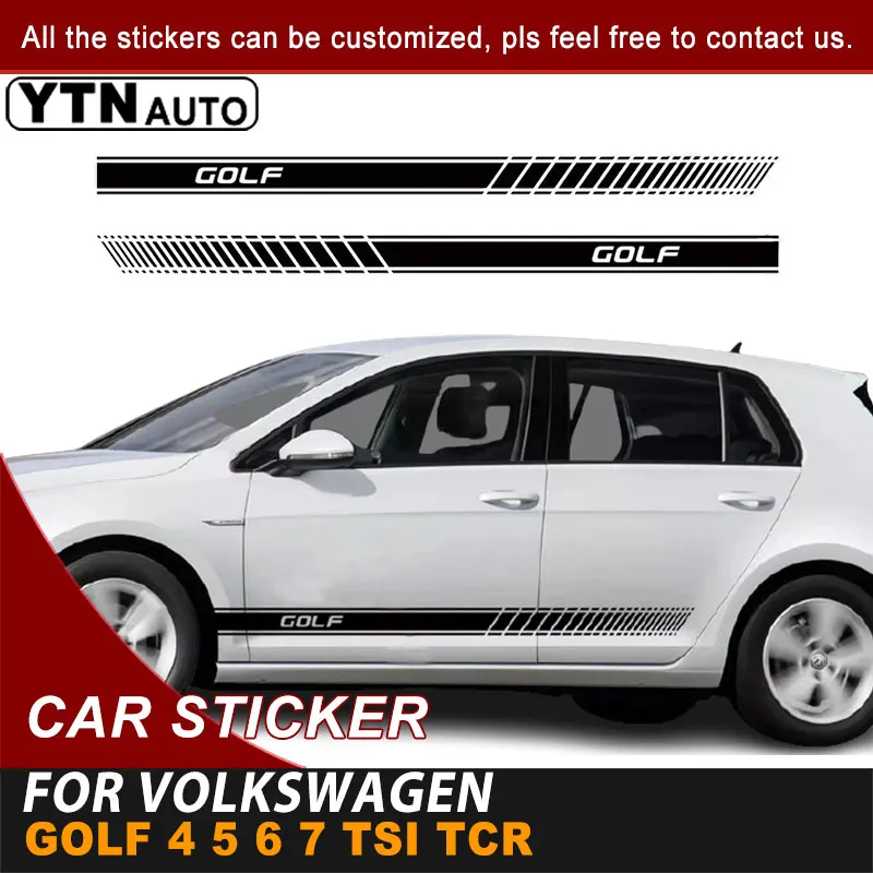 

For Volkswagen Golf 4 5 6 7 TSI TCR Side Door Body Car Sticker Letter Racing Stripe Graphic Vinyl Cool Car Decals Accessories