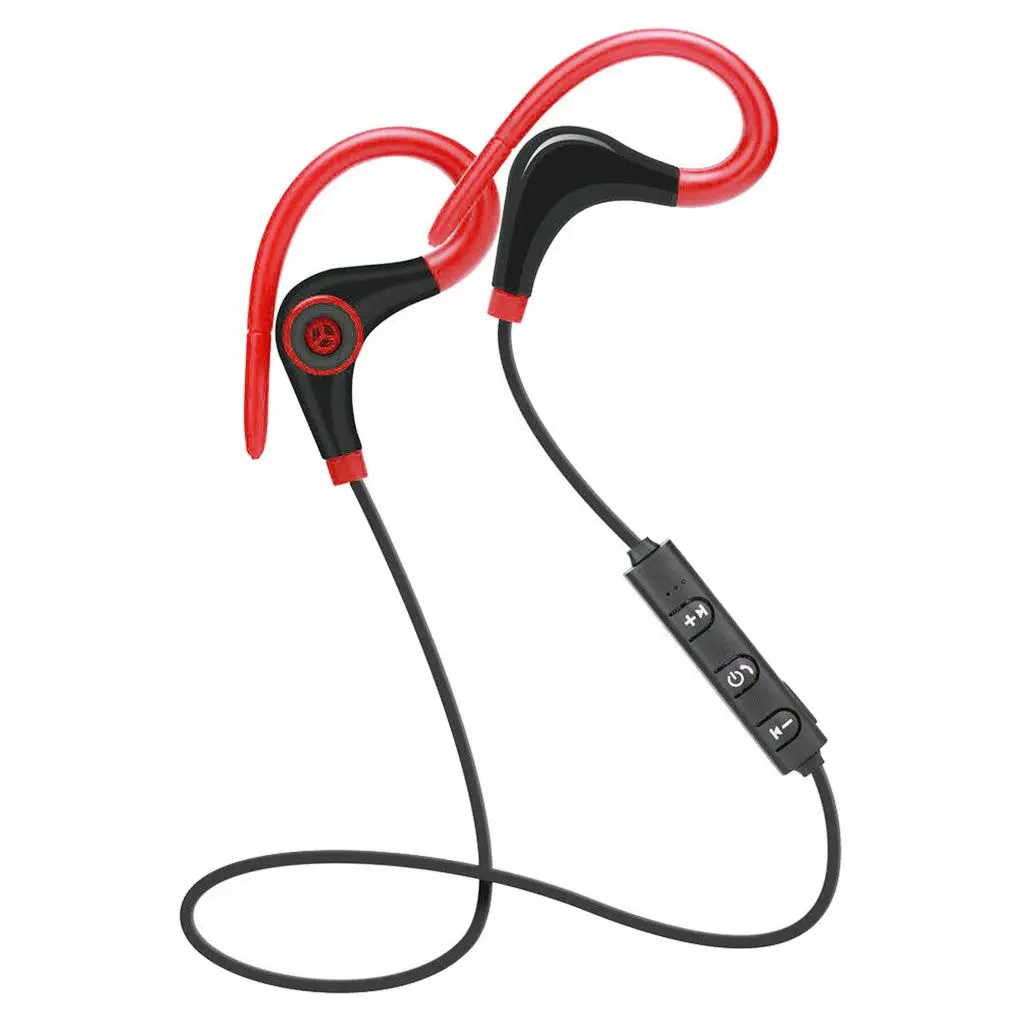red Bluetooth Беспроводные спортивные наушники стерео Бас Наушники для бега с микрофоном ушной крючок гарнитура для Xiaomi - Цвет: red