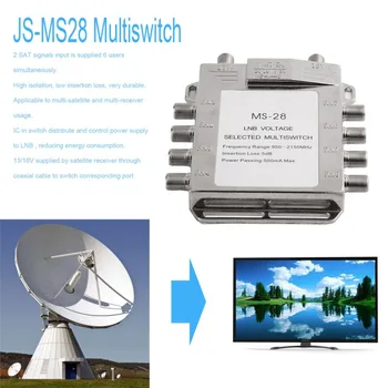

Portable 2x8 JS-MS28 Satellite Signal Multiswitch 950-2150MHz LNB Voltage Selected Switch Low Loss LNB Receiver Multiswitch