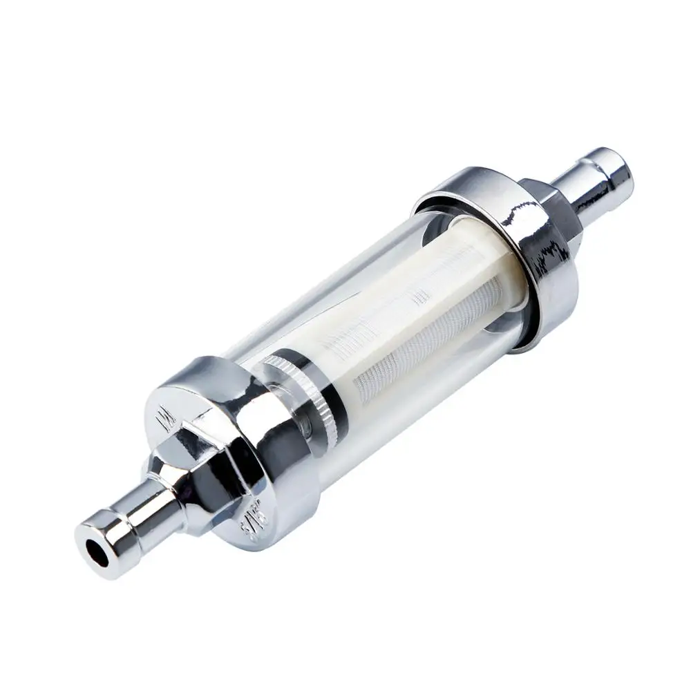 Universal Carbureted Glass Inline Fuel Filter 5/16" Inlet/Outlet 3" x 1