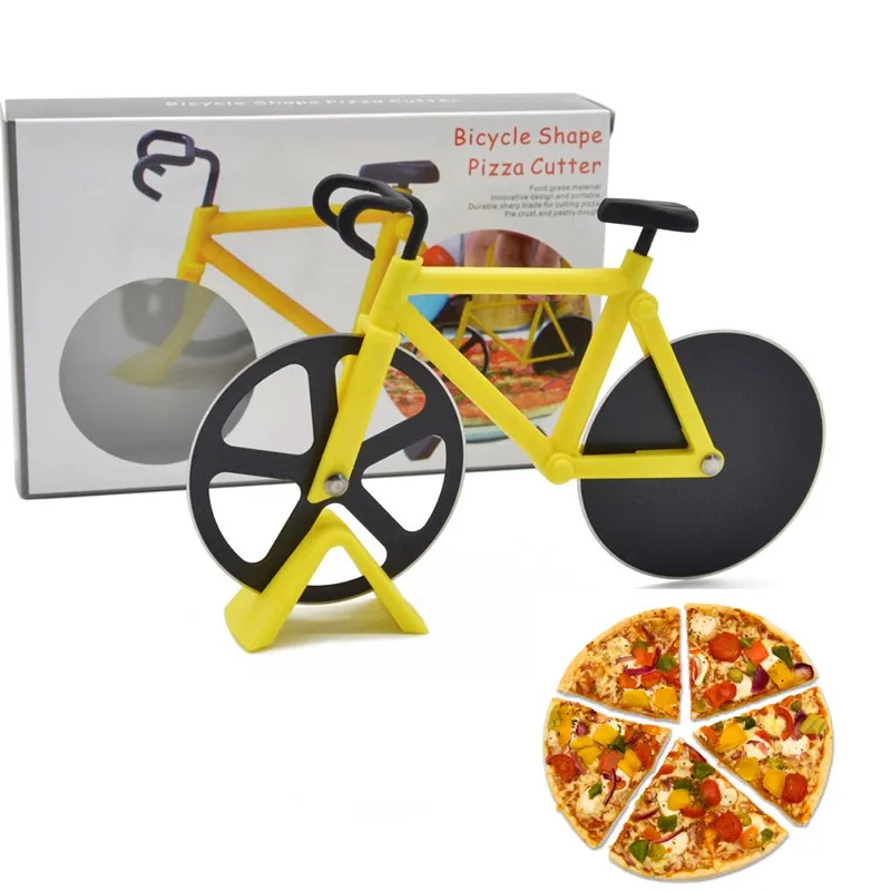 

Pizza Cutter Non-stick Stainless Steel Pizza Knife Bicycle Shape Wheel Bike Roller Pizza Cutting Knife Bake Tool Kitchen Gadget
