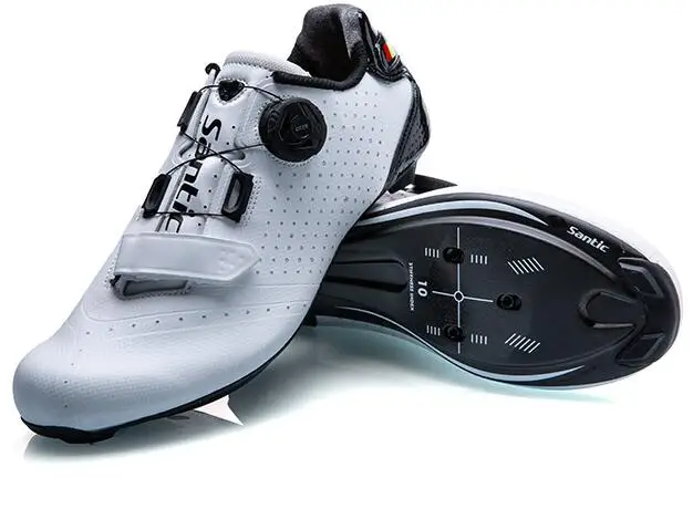 Santic Воздухопроницаемый углерод, Сверхлегкий Обувь для велоспорта самоблокирующаяся обувь для гоночного велосипеда обувь для шоссейного велосипеда спортивная обувь для верховой езды Ciclismo - Цвет: Белый