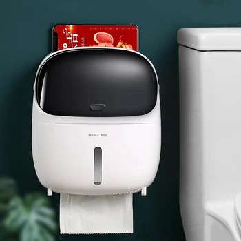 

New Toilet Paper Holder Wall Mounted Storage Box Tray Plastic Paper Holder Dispenser Bathroom Accessories For Toilet Home