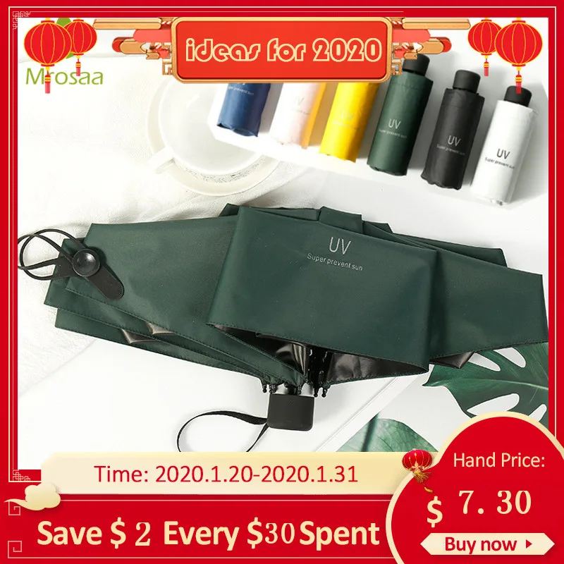 Mrosaa Small Fashion Folding Umbrella Rain Women Gift Men Mini Pocket Parasol Girls Anti-UV Waterpr
