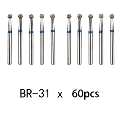 60 шт. Стоматологические алмазные боры дрель стоматология высокоскоростной Наконечник Ручка диаметр 1,6 мм стоматологический инструменты BR31 BR45 BR46 TR13 TR14 TF11 - Цвет: 60 pcs BR-31