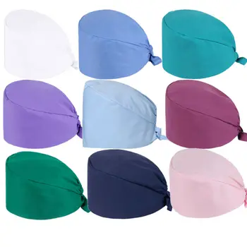 

Women Nurse Caps Doctor Medical Surgical Work Kitchen Hat Unisex Solid Color Drawstring Lace-up Casual Pharmacist Adjustable Cap
