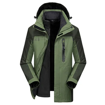 

Winter New Style Outdoor Casual Middle-aged Men Men's Raincoat Jacket Hooded Two Piece Set Three-in-One Coat