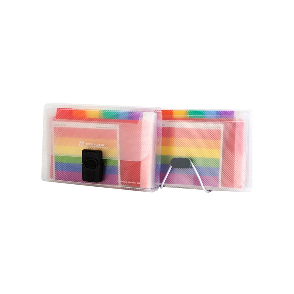 Best Selling A6 Document Bag Cute Rainbow Color Mini Bill Receipt File Bag Pouch Folder Organizer File Holder Office Supply