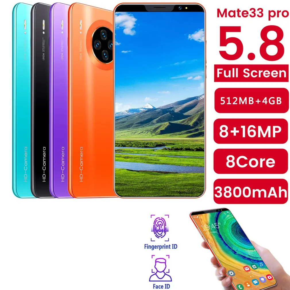 Mate33 Pro смартфон с 512M + 4GGB большой объем памяти 5 8 дюймов Экран Поддержка уход за