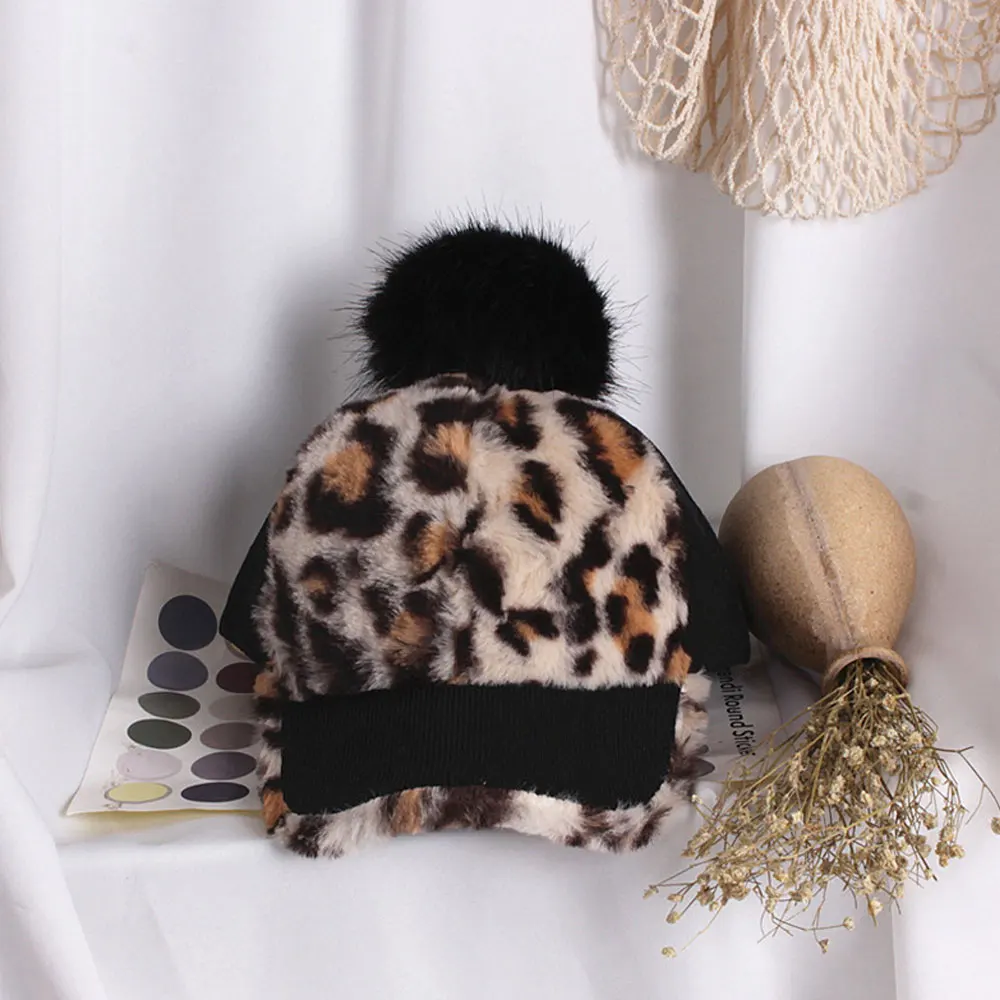 2-6Years Fashion Girls Leopard Hats Autumn Winter Baseball Cap Beret Beanies Hats Warm Beret Children Caps