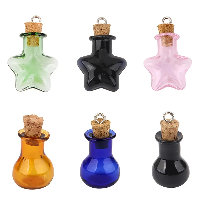 5Pcs Mini Small Glass Wishing Bottles With Cork Drift Jars DIY Gift Transparent Empty Container Christmas Hanging Decor | Дом и сад