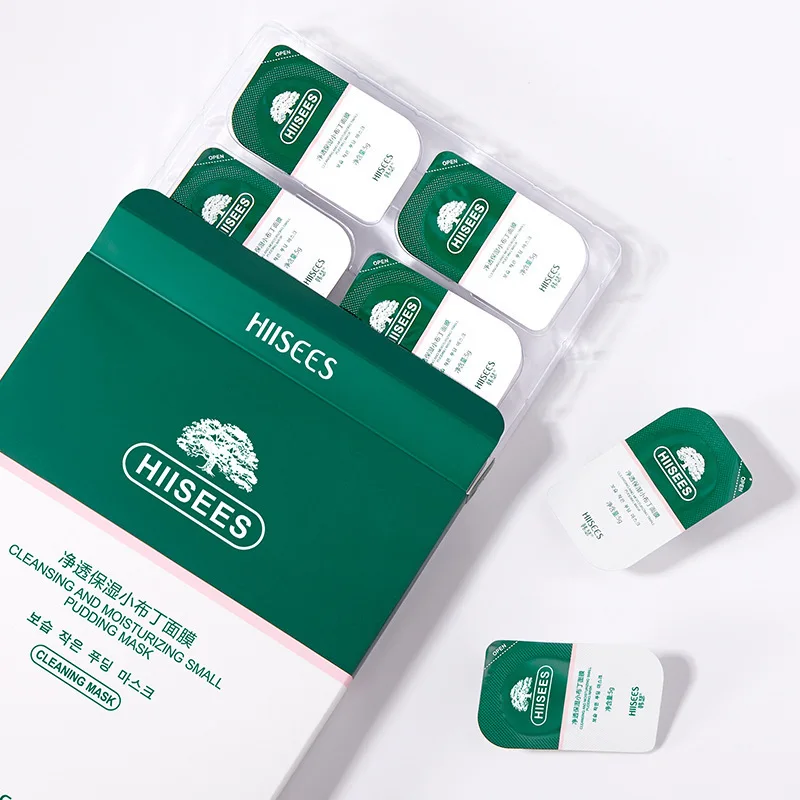 Hiisees Green Tea Pudding Face Mask Peeling Natural Cream Clean Mud Mask Remove Blackheads Dead