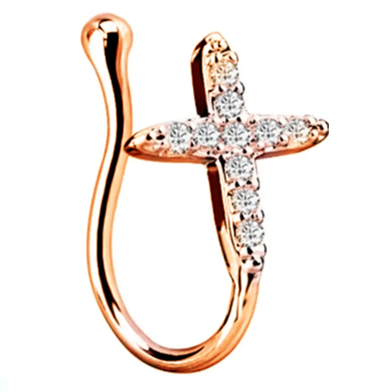 Stainless Steel Heart Clip On Nose Ring Star Fake Nose Piercing Clip On Cross Fake Jewelry Faux Piercing Nez 1Piece
