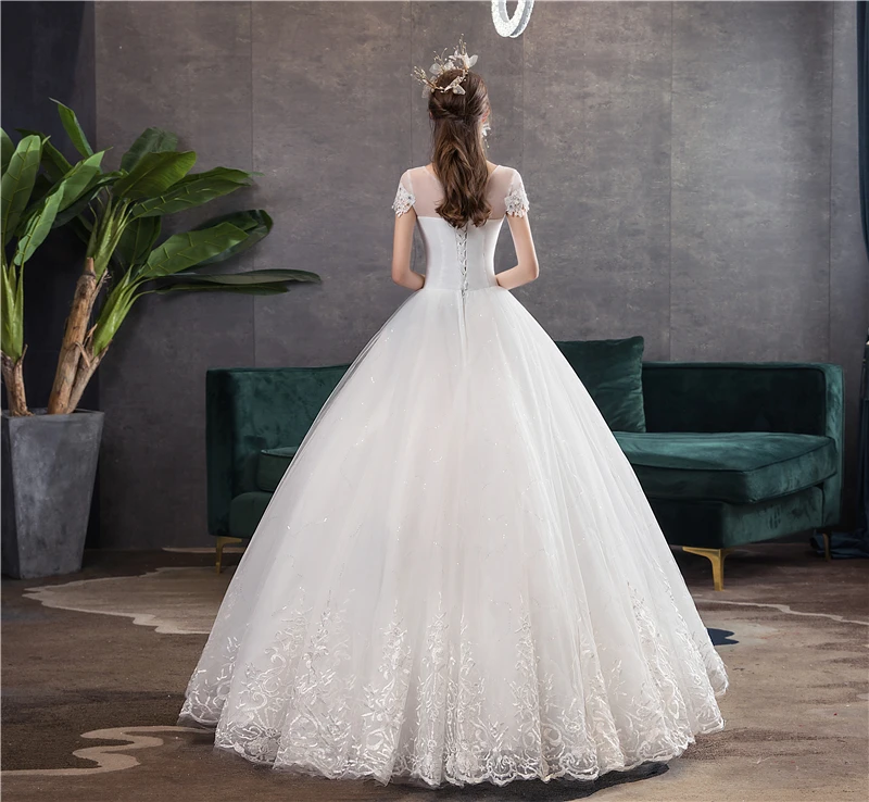 Новое поступление, свадебное платье Iinda, Кристальные аппликации, вышивка, кружево, короткий рукав, Сексуальное Милое платье для невесты, vestido de noiva
