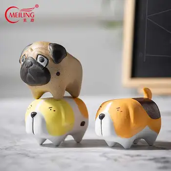 

Dog Statue Small Miniature Pug Puppy Figurine Animal Collectible Funnly Gift for Boyfriend Home Room Decor Handmade Ceramic Cute