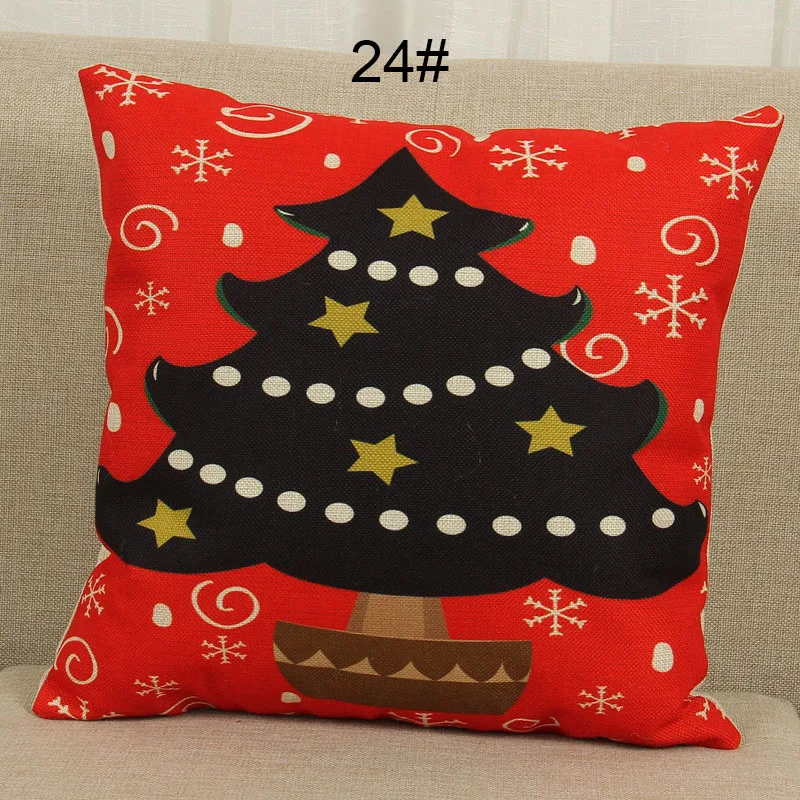 Мультяшная Рождественская Наволочка на подушку из хлопка и льна с изображением лося и рождественской елки, Чехол на подушку для дивана, стула, украшения на Рождество