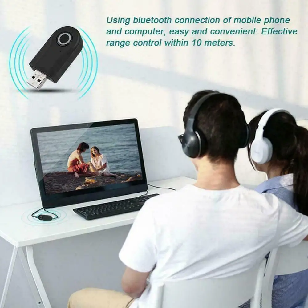 2 in 1 Bluetooth 4.0 Transmitter Receiver TV PC Car Speaker 3.5mm Hifi Music Audio Adapter/Headphones Car Stereo Device