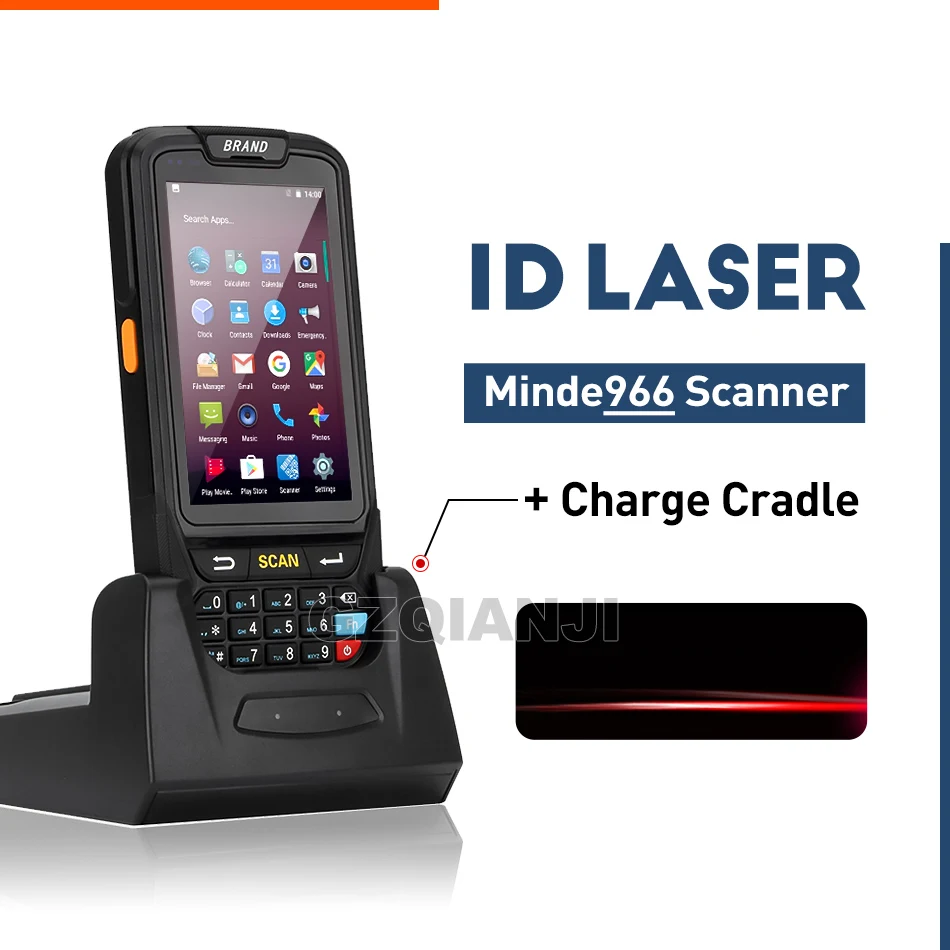 1D Minde966 Cradle PDA сканер штрих-кода 1D 2D Bluetooth Android портативный терминал прочный PDA беспроводной мобильный 1D сканер штрих-кода коллектор данных - Цвет: 1D Minde966 Cradle