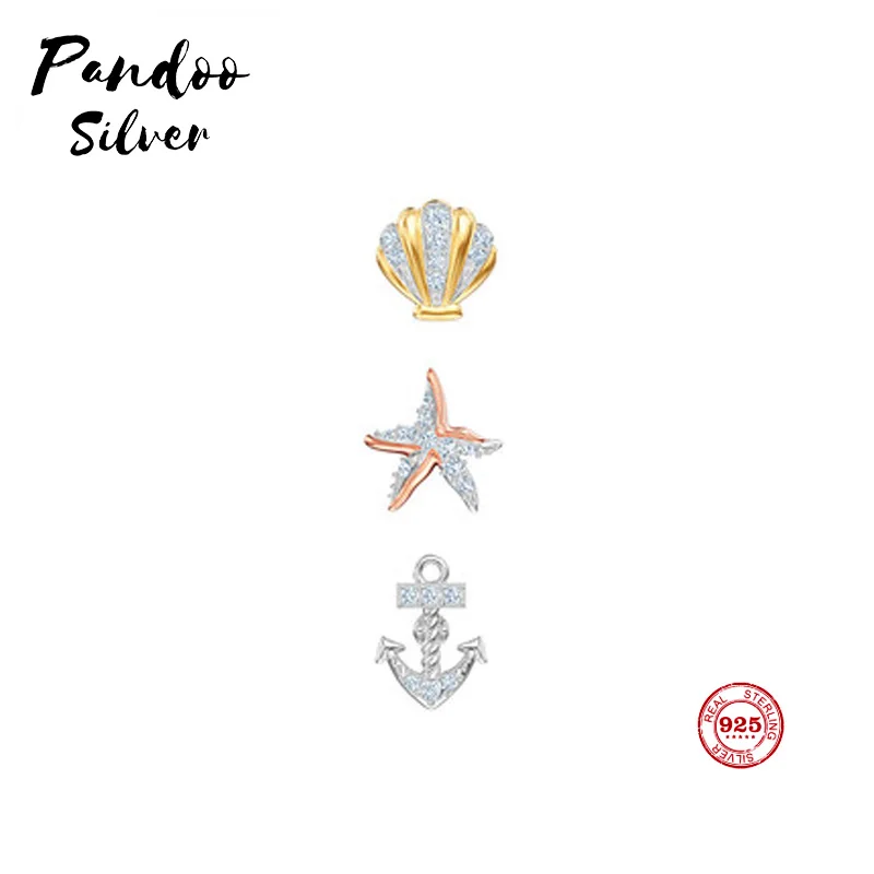 PANDOO модная подвеска Стерлинговое Серебро 1:1 копия, морская жизнь умная дикая комбинация серьги женские Роскошные Ювелирные изделия Подарки