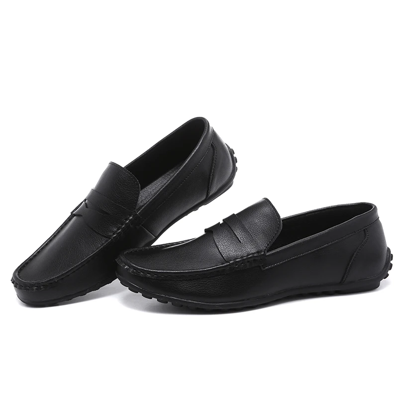 Men's Genuine Cow Leather Driving Style Boat Shoe Solid Color Slip-On Penny Loafers Soft Moccasin Size 6~10 | Обувь