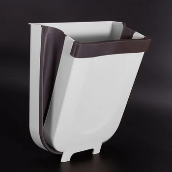 

Newest Wall Mounted Folding Waste Bin Kitchen Trash Can Built-in Garbage Bag Box Coverless for Home Bathroom