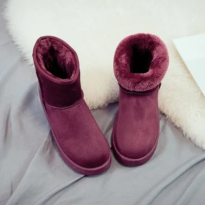 Новые Xiaomi Youpin короткие труба зимние ботинки женские дикие повседневные ботинки плюс бархат толстая нескользящая хлопковая обувь, сохраняющая тепло - Цвет: Wine red 35