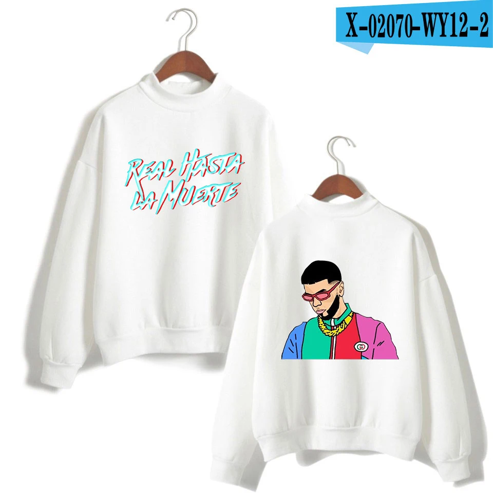 Anuel AA хип-хоп настоящий Hasta la Muerte свитер с высоким воротником крутая одежда в стиле хип-хоп толстовки с длинным рукавом женские/мужские водолазки - Цвет: WY12