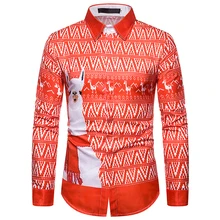 Забавная Рождественская рубашка для мужчин с цифровой печатью на пуговицах с изображением ламы, уродливые Рождественские вечерние мужские рождественские рубашки с длинным рукавом из альпаки