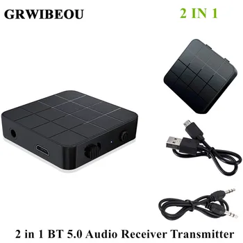 

Grwibeou Bluetooth 5.0 Audio Receiver Transmitter 2 IN 1 3.5mm 3.5 AUX Jack RCA Stereo Music Wireless Adapter For TV PC Car
