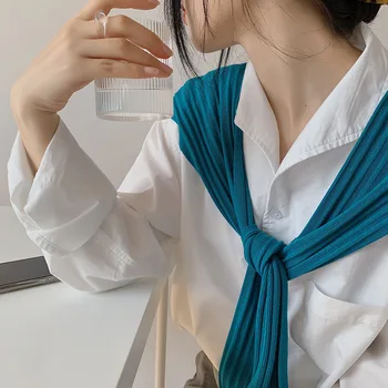 

LANMMREM Outer shawl Ice Silk thin style sunscreen Pashmina solid color knitted knot scarf for female 2020 new fashion YJ757