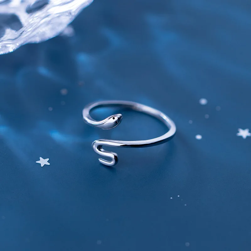 925 пробы серебряные кольца в виде змейки минималистичные трендовые регулируемые женские кольца из серебра 925 пробы девочек фестиваль ювелирный подарок на палец