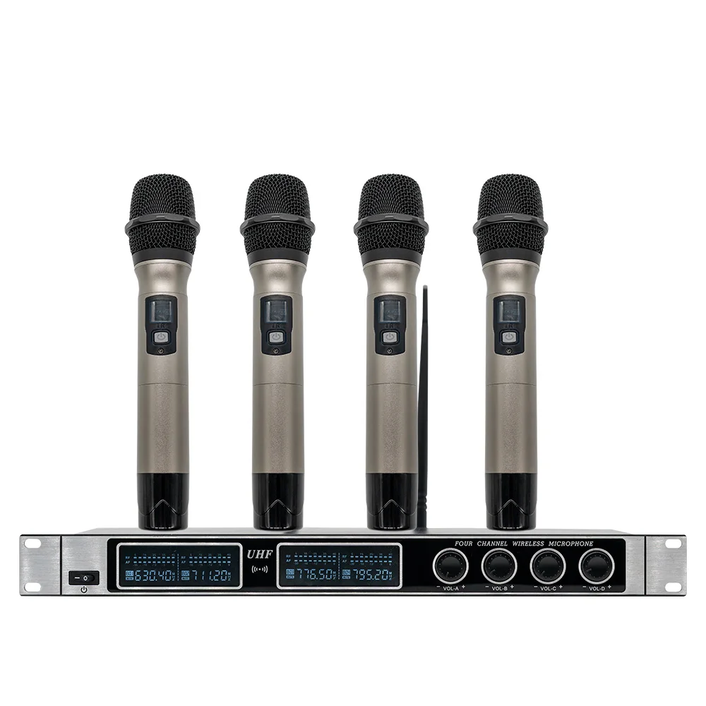 Беспроводная микрофонная система 8000GT профессиональные каналы UHF Динамический микрофон Профессиональный 4 караоке микрофон+ новейший конус - Цвет: Handheld