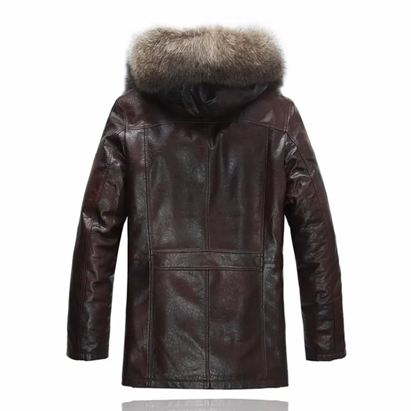 Abou/зимнее пальто на подкладке из натурального меха енота; Новинка года; плотное теплое пальто с капюшоном; цвет коричневый; M-5XL