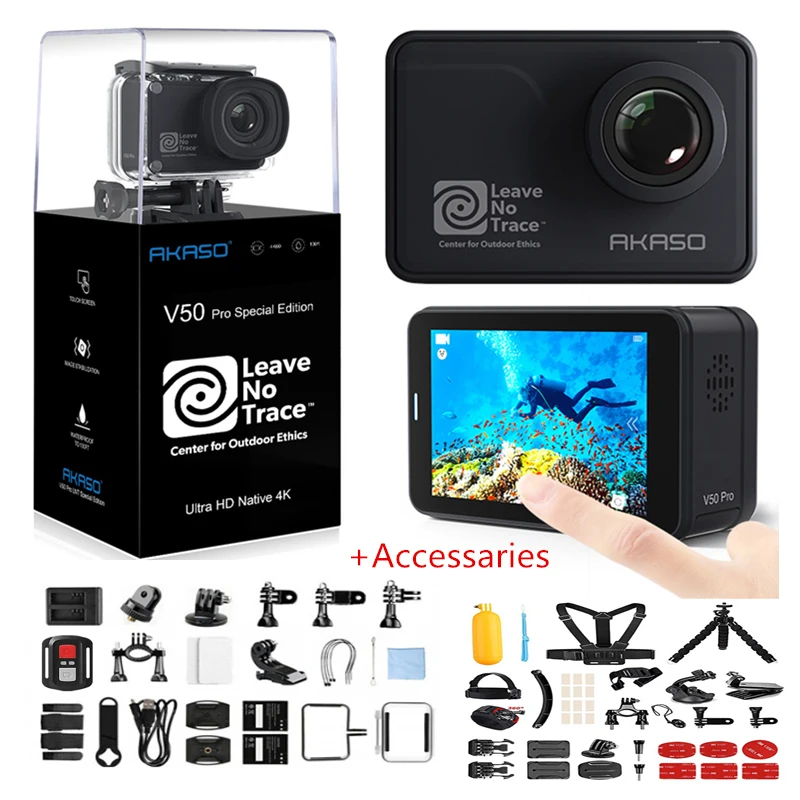 AKASO-Cámara de acción V50 Pro SE, cámara deportiva con pantalla táctil, Fondo de Acceso, edición especial, 4K, impermeable, WiFi, Control remoto
