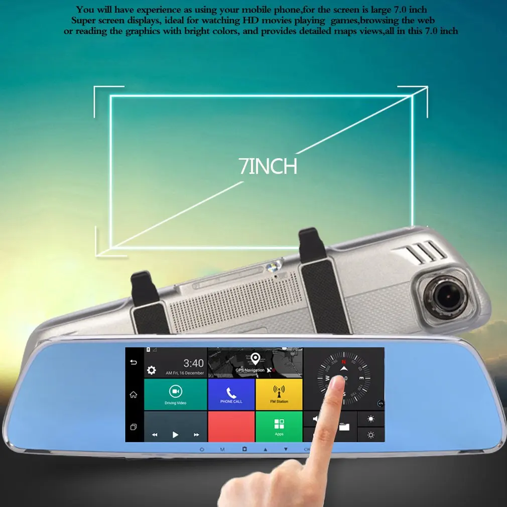 

3G Streaming Media Wifi Driving Recorder 7 Inch Electronic Dog Smart Rearview Mirror Android Navigation Remote Monitoring