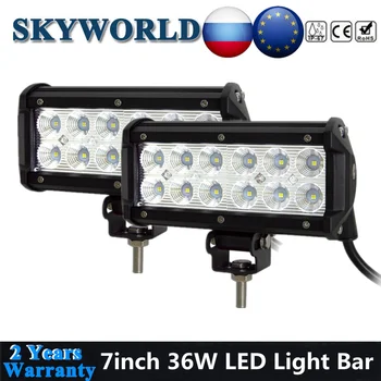 

SKYWORLD 7inch LED Bar Offroad 36W Spot Flood Beam Driving Light Bar For 4x4 Truck Tractor UAZ Kamaz 4WD Boat 12V 24V Barre Lamp