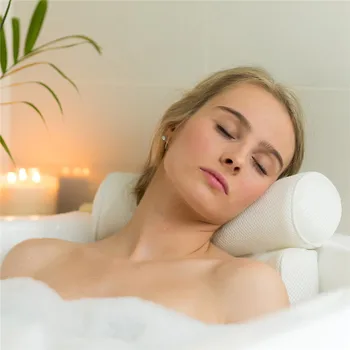 

Bath Pillow for Men Women Quick Drying Bath Pillow with Suckers for Tub Neck and Back Support( White/Blue/Pink)