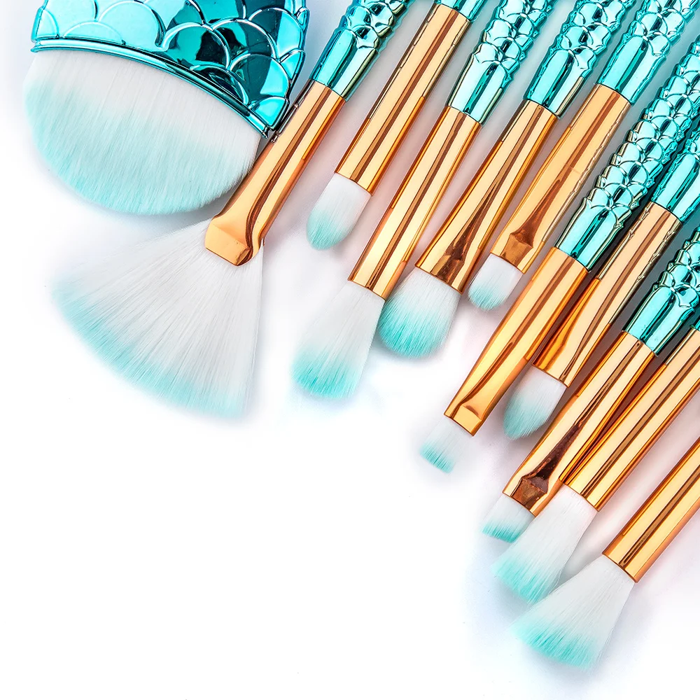10/11pcs Makeup Brushes Kit maquiagem maquillaje New Mermaid Foundation Eyebrow Eyeliner Cosmetic makeup Brushes 3