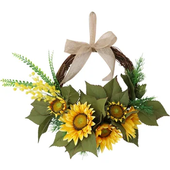 

Artificial Sunflower Wreath Flower Fake Simulation Silk Flowers Garland Wall Door Wedding Party Home Decor Festive Christmas