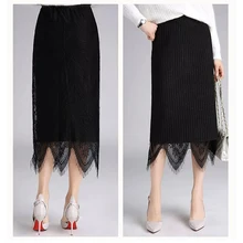 Женские кружевные вязаные юбки с двойным использованием на осень и зиму, однотонные женские прямые юбки с высокой талией, женские эластичные сарафаны средней длины, юбка