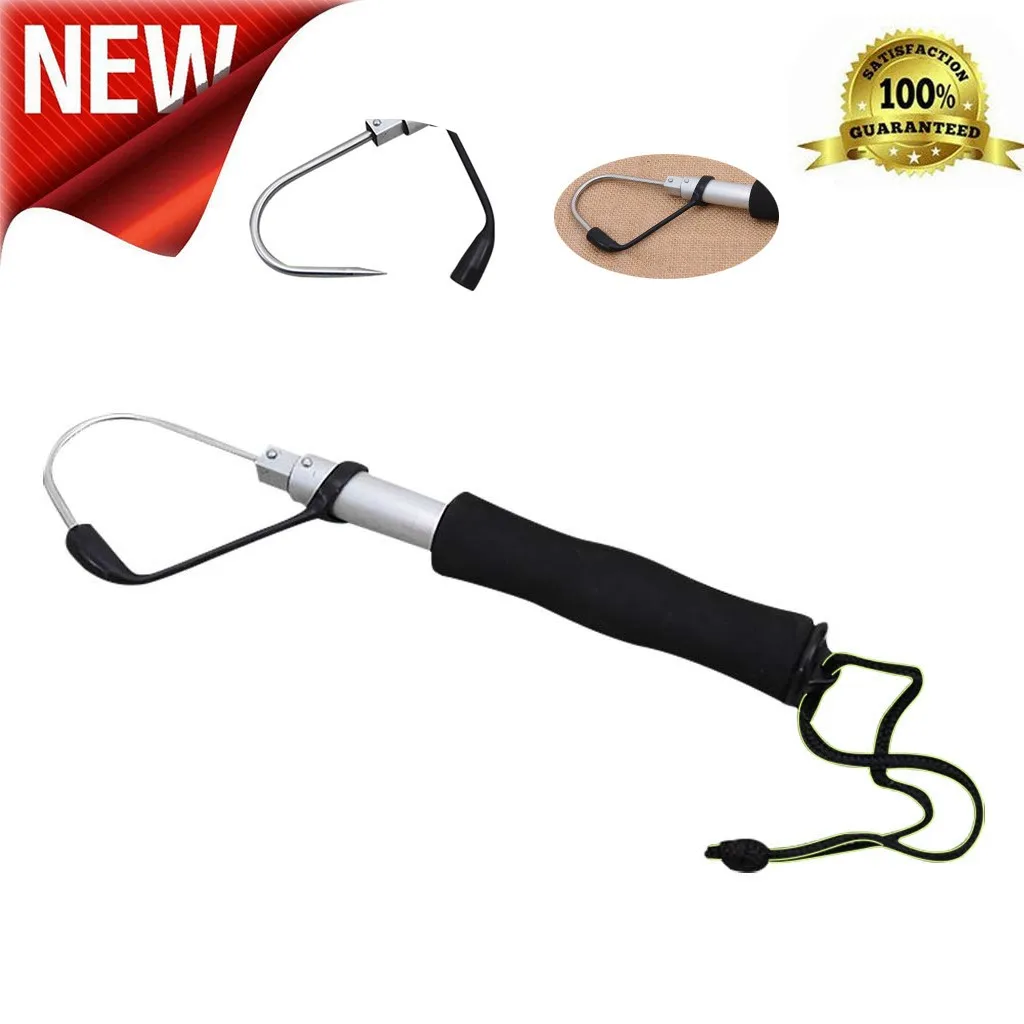 

Adjustable Stainless Steel Aluminum Spear Hook Telescopic Sea Fishing Gaff with String Ice Spear Hook Tackle Fishing Gear